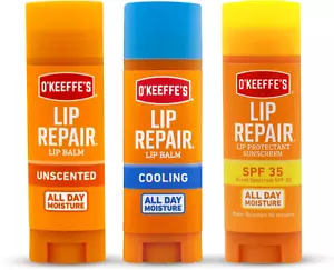 Lip Repair Lip Balm Set for Dry, Cracked Lips - Stick (Pack of 3: 1 Cooling + 1 - Picture 1 of 11