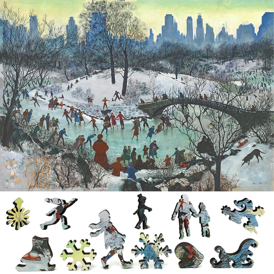 Wooden Jigsaw Puzzle for Adults by FoxSmartBox -180 Pcs -Skating in Central Park - Image 1 of 4