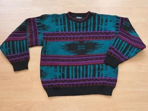 VINTAGE 90'S VAN CORT ACRYLIC KNIT MEN'S SWEATER SIZE MEDIUM MADE IN USA - Picture 1 of 6