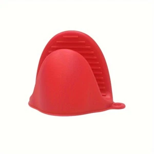Red Silicone POT HOLDER OVEN MITT MINI GLOVE HEAT RESISTANT THICK - Picture 1 of 6