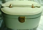 Jewel Chest: Cream Faux Leather w-Handle - Great for Travel