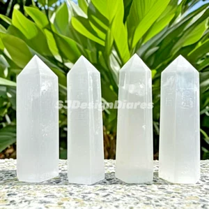Natural Selenite Tower Healing Crystal Gift  Purify Energy Ground Your Energy - Picture 1 of 3