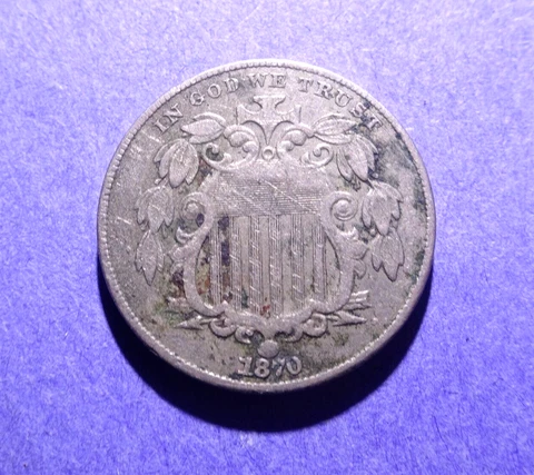 1870 Shield Nickel  VF details Cover