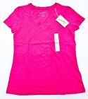 Universal Thread Women's Fitted V-Neck Short Sleeve T-Shirt Full Bloom Pink S