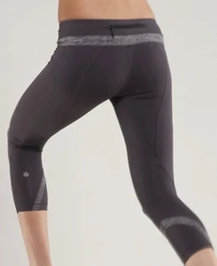 Lululemon Run Inspire Crop II Leggings Coal Grey Classic Stripe Size 4 - Bild 1 von 9