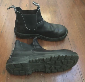 Blundstone Chelsea Work Black Leather Boots Mens UK AU 10 US 11 Steel Toe #179 - Picture 1 of 14
