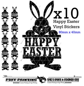 Happy Easter Bunny x10 campanellino, decalcomanie vinile adesivi bicchiere vino artigianato arte - Foto 1 di 2
