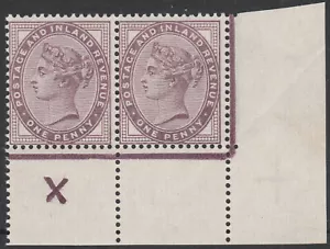 1881 KC53a SG172 1d TROQUEL LILA 2 CONTROL X INVERTIDO SIN MONTAR NUEVO PAR GATO £300+ - Imagen 1 de 2