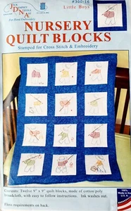New Jack Dempsey Stamped Embroidery 12-9" x 9" Squares Little Boys Fishing - Picture 1 of 3