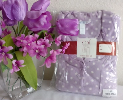 NUEVO CON ETIQUETAS PLUS MUJER ADONNA POLAR ROPA DE DORMIR PIJAMA TALLA 1X CONJUNTO 2 piezas punto lavanda Foto 1 de 4
