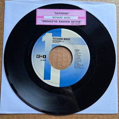 RICHARD MARX Satisfied 45 7" Record Vinyl Records - Image 1 of 2