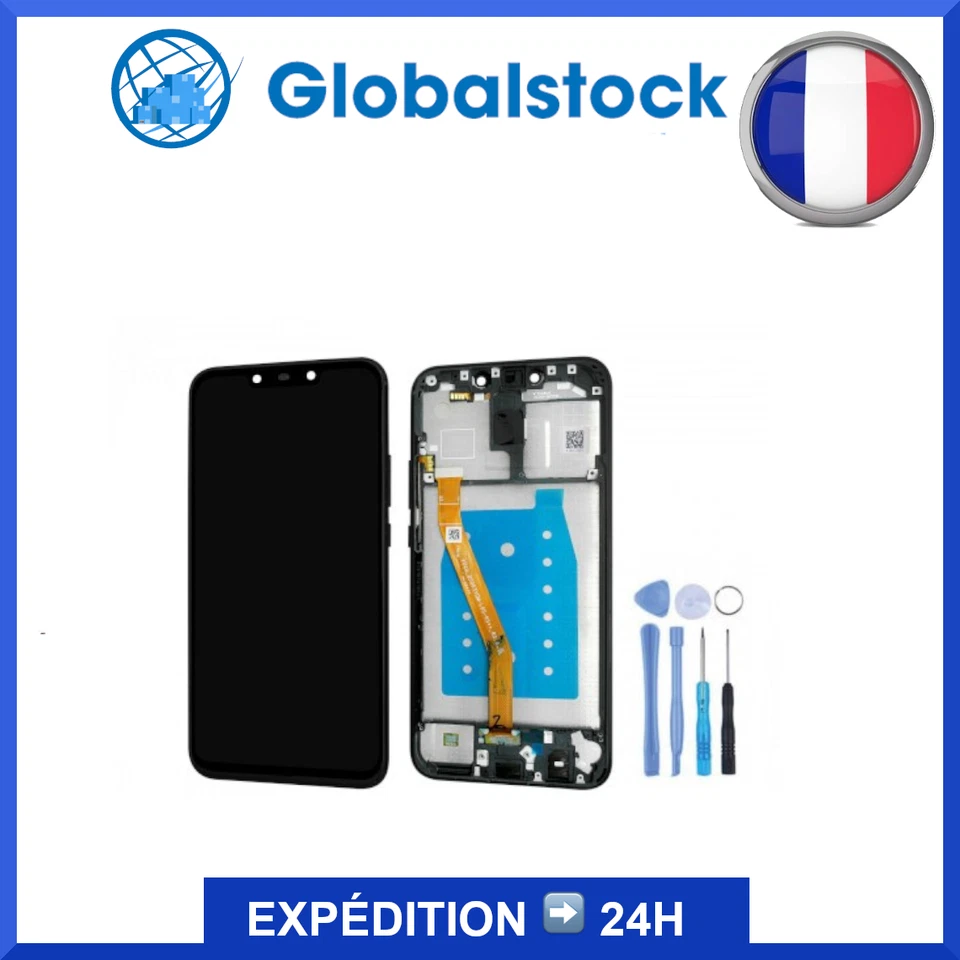 Ecran LCD + Vitre Tactile sur chassis pour Huawei Mate 20 Lite Noir + outils - Photo 1/1