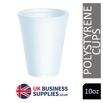 10oz White  Dart Polystyrene Insulated Foam Poly Cups 1000's  UKB410 • 63.99£