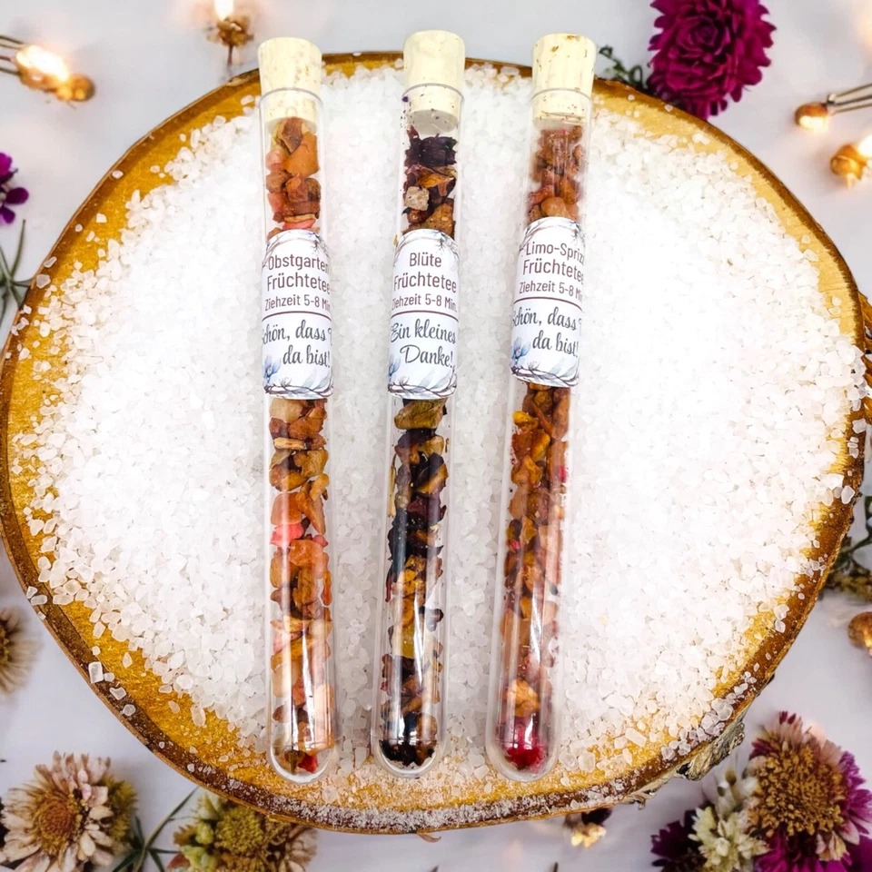 Personalisierte Tee-Geschenke im Reagenzglas – Gastgeschenk Hochzeit, Dankeschön - Bild 1 von 4