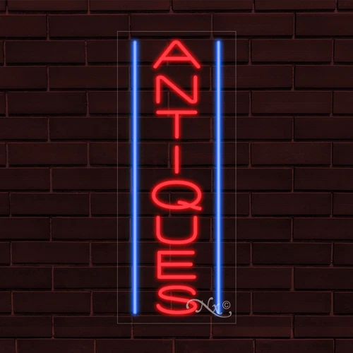 NEW "ANTIQUES" w/BORDER VERTICAL 30x12x1 INCH LED FLEX WINDOW INDOOR SIGN 31515 - Image 1 of 1