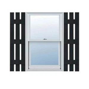 Ekena Millwork Board and Batten Shutters 12" x 59" Spaced Vinyl Black (Pair) - Picture 1 of 10