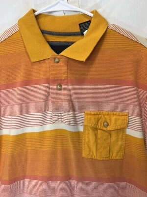Camisa Polo Mediana De Colección Sean John Para Hombres Negra Naranja Amarilla Rayas Y2K Ver Fotos Foto 1 de 4