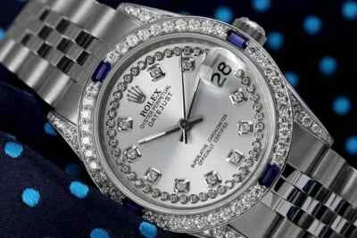 Rolex Datejust 31 mm Silver String Diamond Dial Sapphire & Diamond Bezel - Image 1 of 4