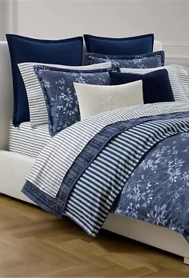 RALPH LAUREN Caterina Reversible 3-Pc Comforter Set Queen Navy Multi $420 Cotton - Image 1 of 4