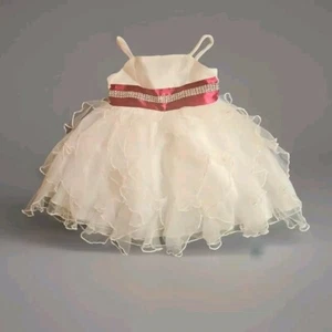 YKI Girls Holiday Party Dress Ivory/Burgandy Size Smal - Picture 1 of 6
