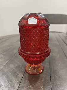 Vintage Viking Glass Red Amberina Diamond Point Glimmer Fairy Lamp Light Sticker - Picture 1 of 6