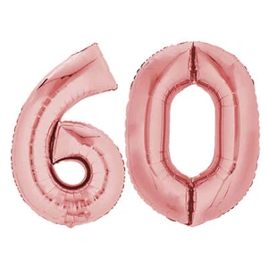 Globo de lámina 80 cm oro rosa 60 globo numérico globo cumpleaños número helio - Imagen 1 de 2