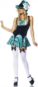 Tea Party Hostess Mad Hatter Wonderland Fancy Dress Halloween Sexy Adult Costume - Picture 1 of 8