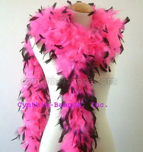  Lo último Rosa con Puntas Negras 65 Gramos Chandelle Pluma Boa Fiesta Halloween Disfraz - Imagen 1 de 1