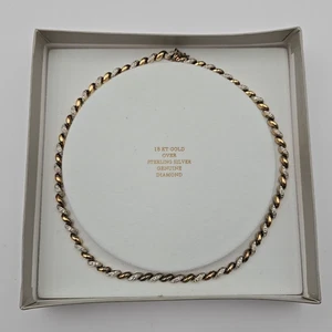 18k Gold Vermeil Sterling 925 Diamond Accent San Marco Style Necklace - 16 3/4" - Picture 1 of 9