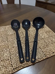 Tupperware Vintage Black Cooking Utensil, 3 pc Set Ladle, Spoons - Picture 1 of 8