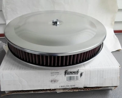 New Summit Racing™ 14" Stamped Aluminum Air Cleaner with Reuseable Filter Foto 1 de 4