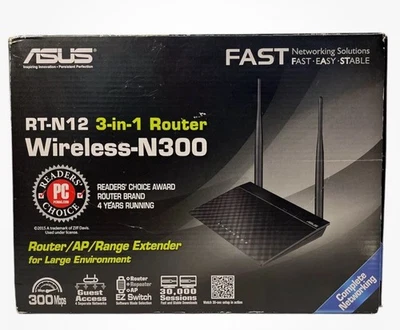 ASUS RT-N12 Wireless-N 300Mbps Antenna 3-in-1 Router  (A) - Image 1 of 3