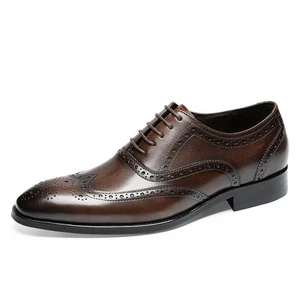Herren Schnürschuhe Geschnitzt Echtleder Rindsleder Flügelspitze Halbschuhe Formell Elegant Schuhe Neu - Bild 1 von 17