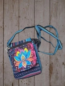 FAIR TRADE GRINGO - Heavy Cotton Gheri Stripe Lotus Passport Bag (BGN-434)(3) - Picture 1 of 2