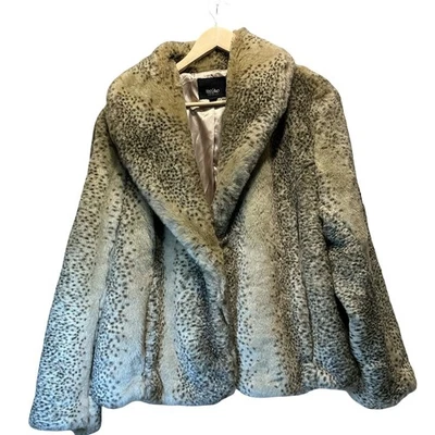 Abrigo con cuello de piel sintética estampado de leopardo Mossimo para mujer 1X mub esposa dinero viejo Foto 1 de 4