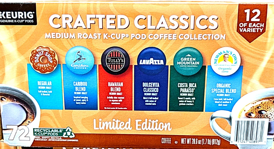 Keurig Crafted Classics Medium Roast Coffee K-Cup Pod Variety Pack 72 count