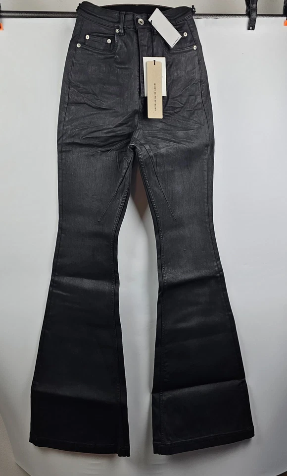 Calça RICK OWENS CONCORDIANS Bolan Bootcut Preta Nova e Autêntica - Imagem 1 de 4