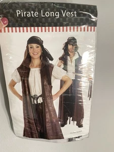Rubie’s Carribean Pirate Long Vest - Pirate Hat - Eye Patch Adult Unisex - Picture 1 of 4