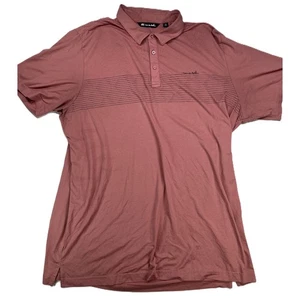 Travis Mathew Men's XXL Polo Shirt Golf Pronghorn Salmon Pink Striped - Picture 1 of 9