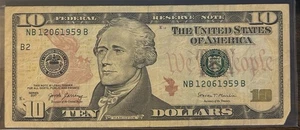 2017 $10 Dollar Birthday Note Federal Reserve Serial # NB 12061959 B Dec 6 1959 - Picture 1 of 2
