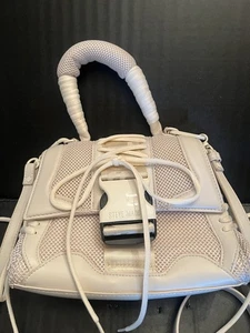 STEVE MADDEN Diego laced up top handle crossbody bag Tan Eggshell Beige Coquette - Picture 1 of 17