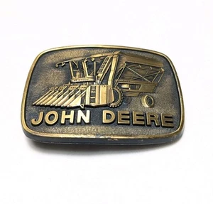 Vintage 1980 Silver Tone John Deere Belt Buckle Cotton picker  Combine  - Picture 1 of 5