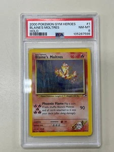 PSA 8 2000 POKEMON GYM HEROES BLAINE'S MOLTRES CARD PSA8 1/132 - Picture 1 of 8