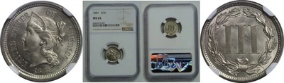 1881 3C Nickel Three Cent NGC MS-65 - Image 1 of 3
