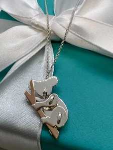 Tiffany & Co. Koala Bear Pendant Necklace 16-18 in Sterl Silver/ 18 K Rose Gold - Picture 1 of 13