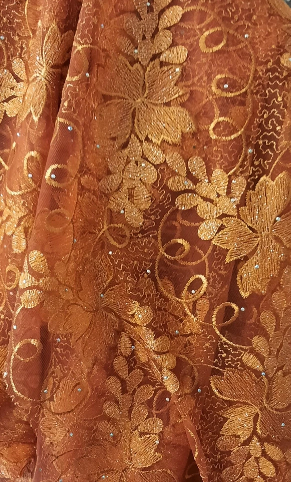 Französische Spitze  Mit Straß In Rostrot Ca. 1,40m   - Bild 1 von 4