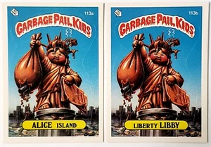 1986 Topps GPK Serie 3 Kid Brother Variante Alice Island 113a Liberty Libby 113b - Imagen 1 de 2