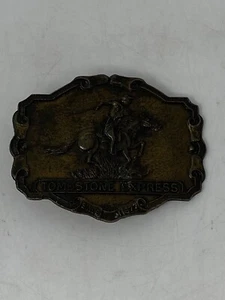 "TOMBSTONE EXPRESS" Since 1877 Metal Belt Buckle 3 3/4” X 2 3/4” - Picture 1 of 8