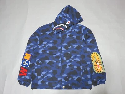24048 bape color camo shark hoodie jacket blue M - Image 1 of 4