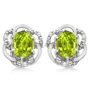 Natural Peridot Gemstone with 925 Sterling Silver Cufflink #2469 - Picture 1 of 3